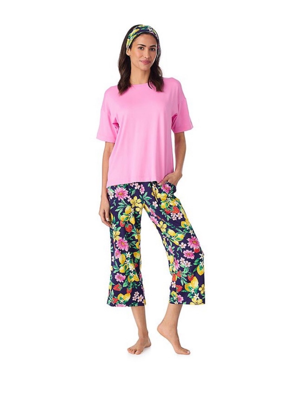 Cuddl Duds capri pajama set with headband, size small, NWT